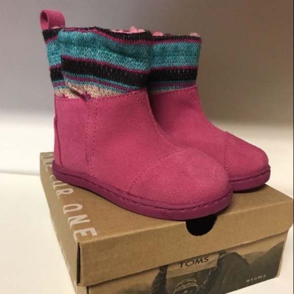 TOMS TINY Pink Suede Nepal Boots! New! - Picture 2 of 5